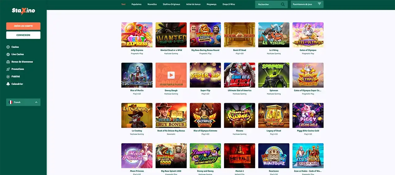 Staxino casino jeux